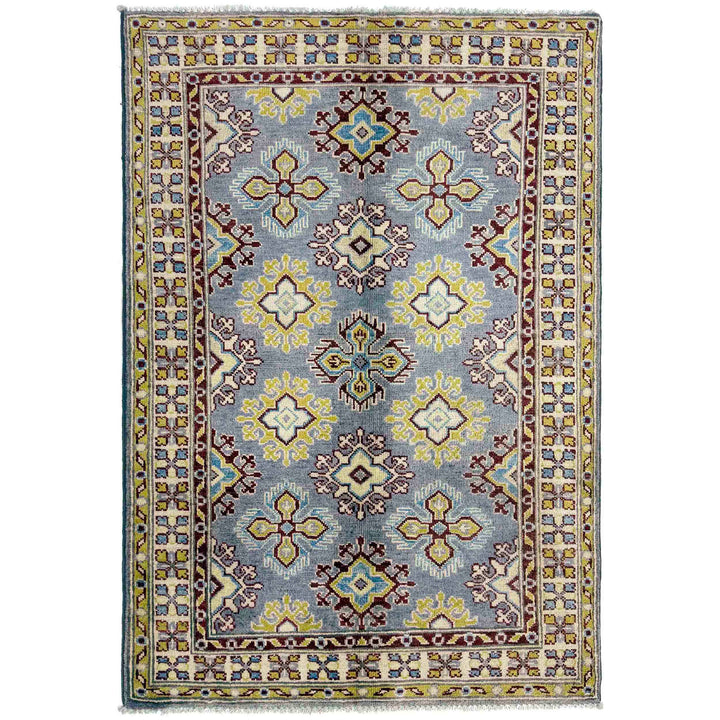 Blue Afghan Kazak Rug 3' 5" x 5' 0" Hand-Knotted