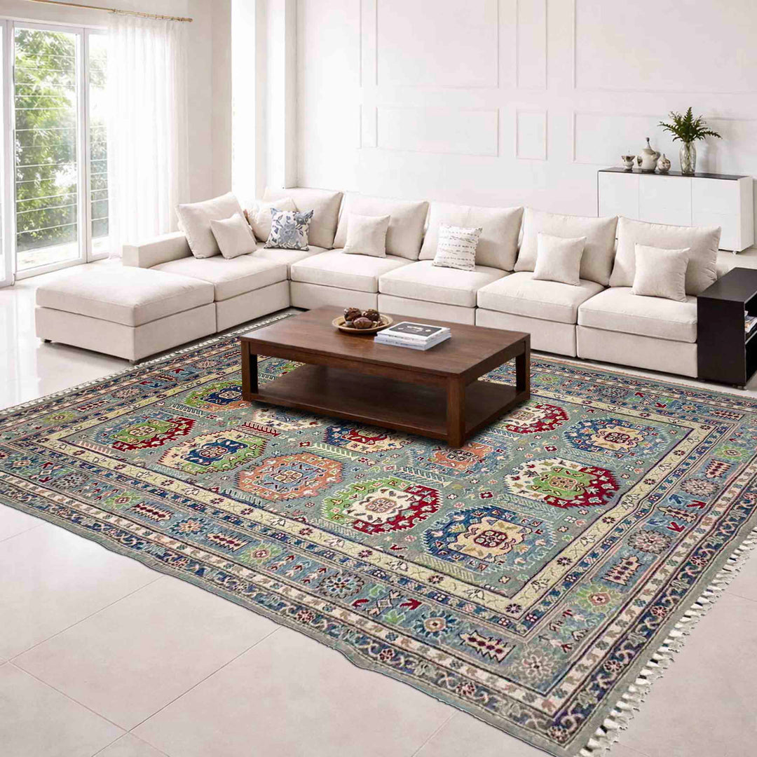 Afghan Waziri Rug 5'6" x 8'4" Hand-Knotted texture