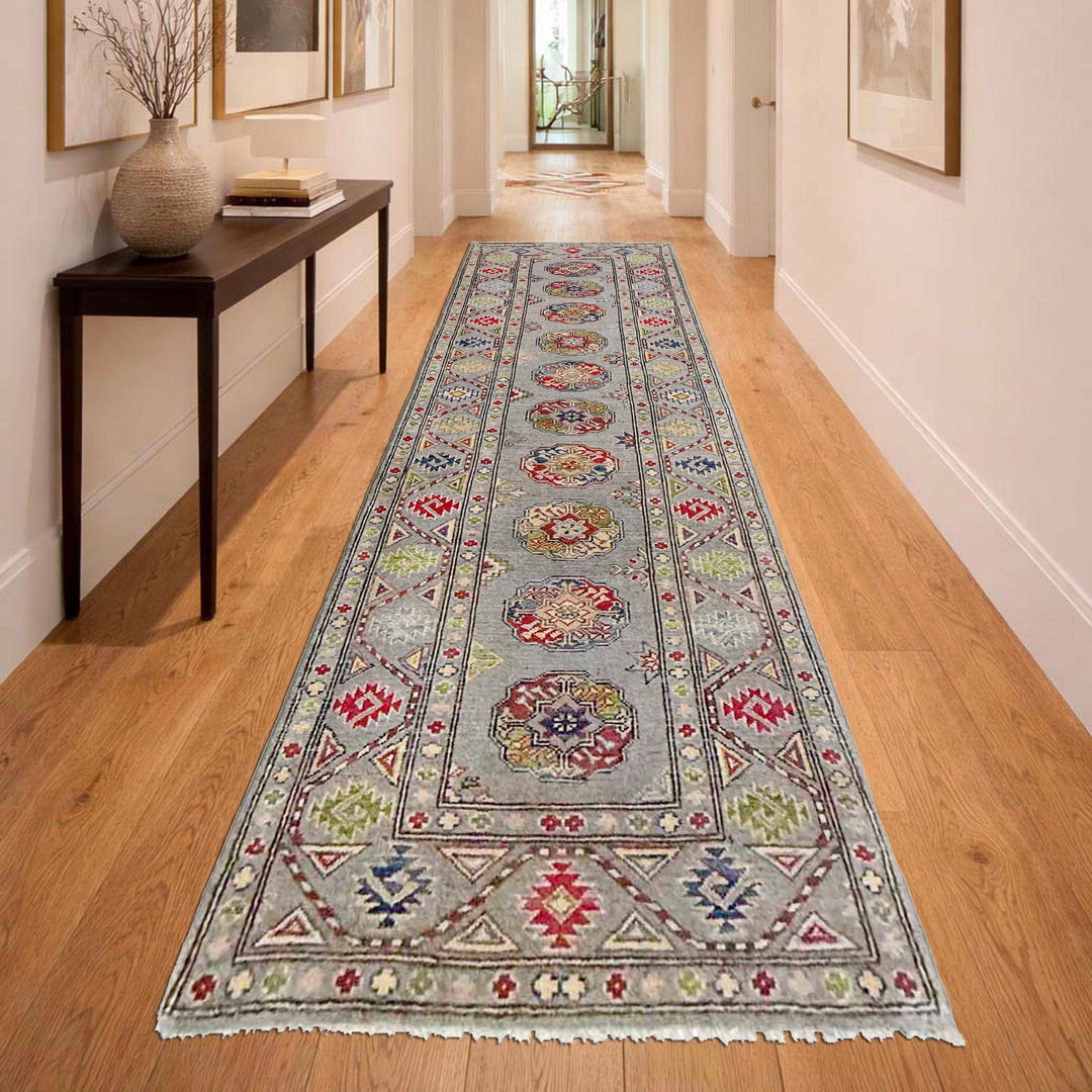 Gray Afghan Waziri Rug 2' 8" x 9' 7" Hand-Knotted | No. AL15894