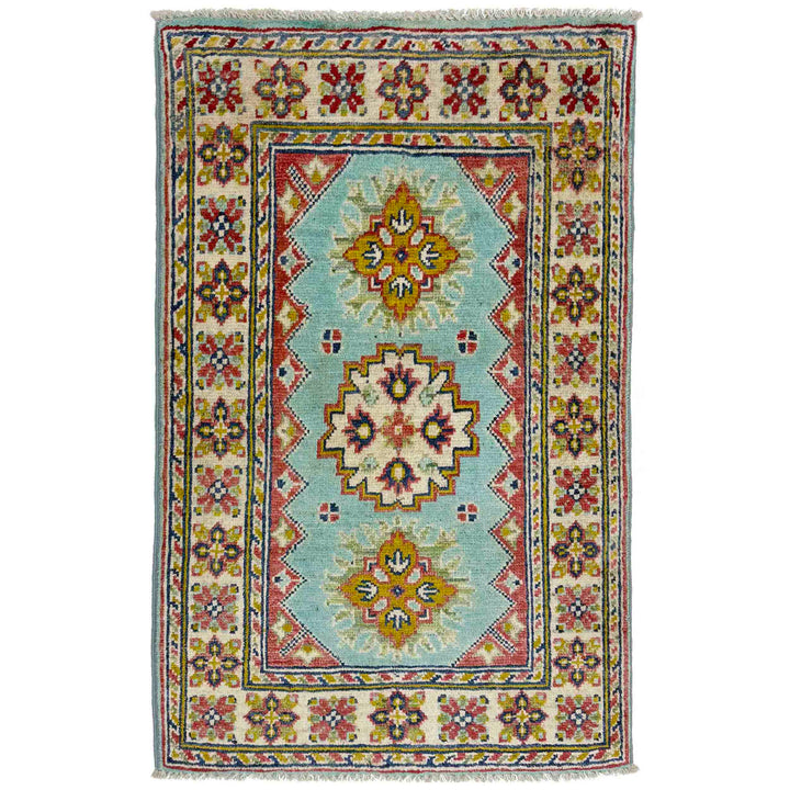 Blue Afghan Kazak Rug 1' 11" x 3' 0" Hand-Knotted | No. AL87001