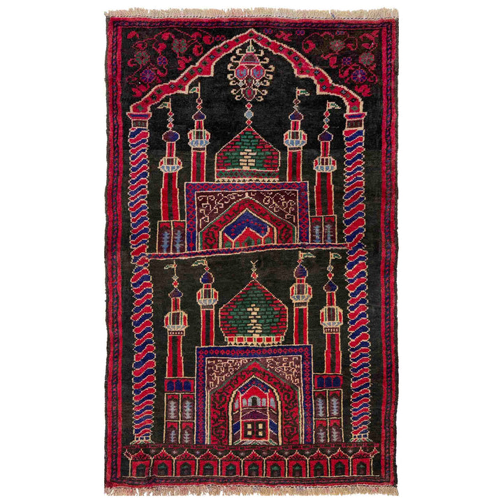 Afghan Prayer Rug 2' 6" x 3' 9" Hand-Knotted | No. AL46814