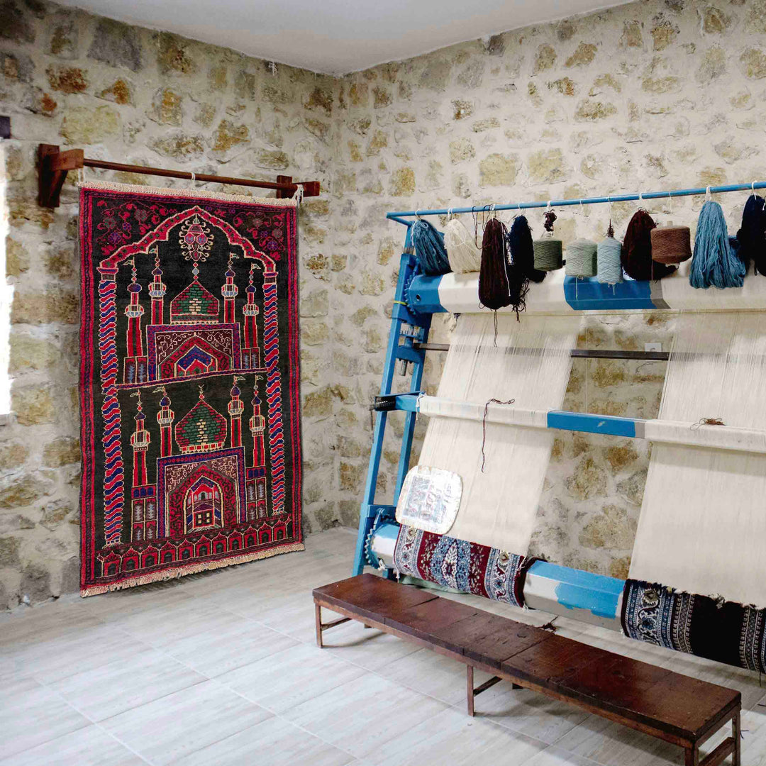 Afghan Prayer Rug 2' 6" x 3' 9" Hand-Knotted | No. AL46814