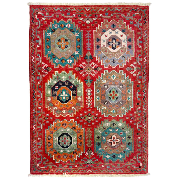 Red Afghan Waziri Rug 2' 9" x 4' 0" Hand-Knotted | No. AL68147