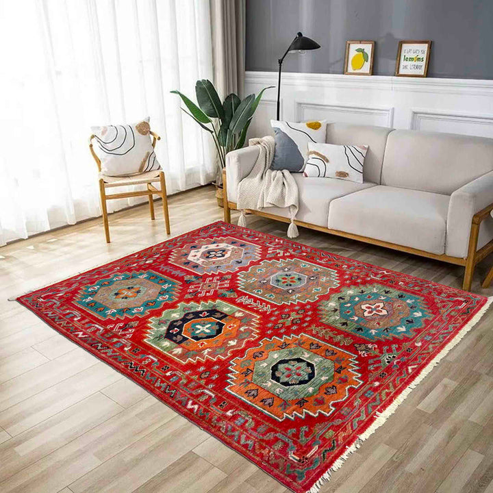 Red Afghan Waziri Rug 2' 9" x 4' 0" Hand-Knotted | No. AL68147