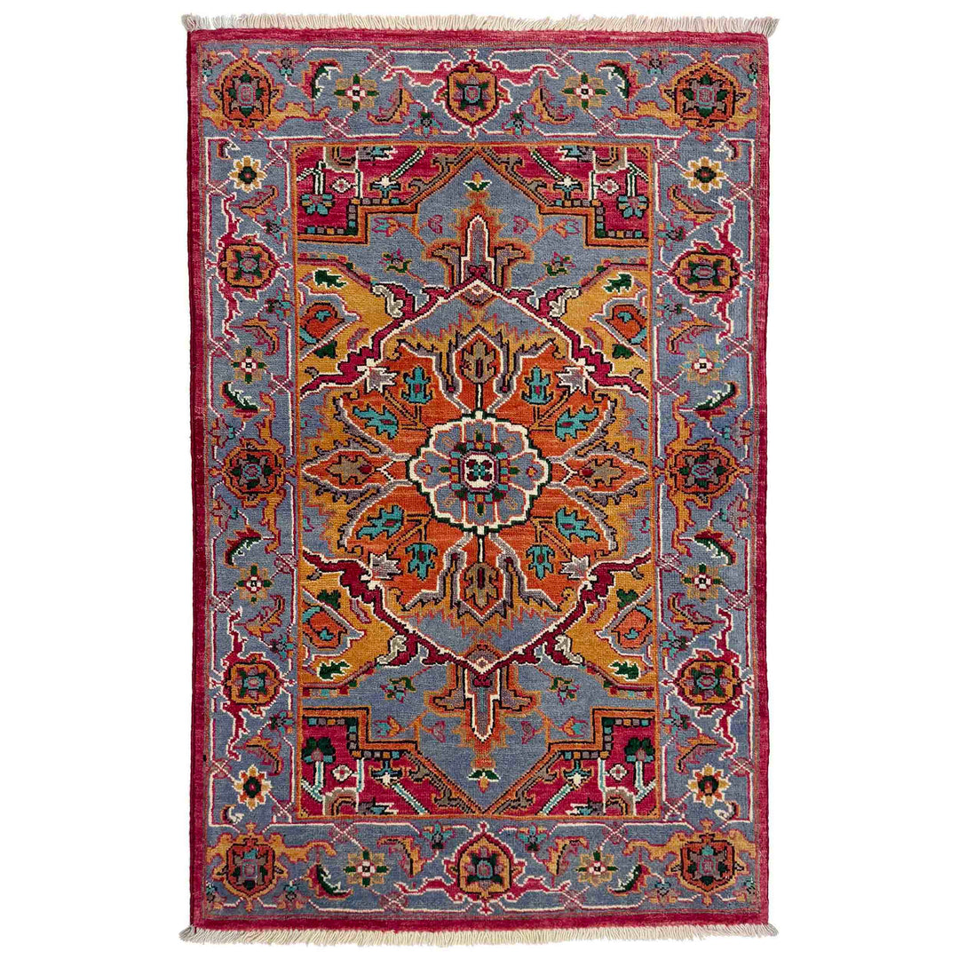 Afghan Heriz Rug 2' 8" x 4' 1" Hand-Knotted