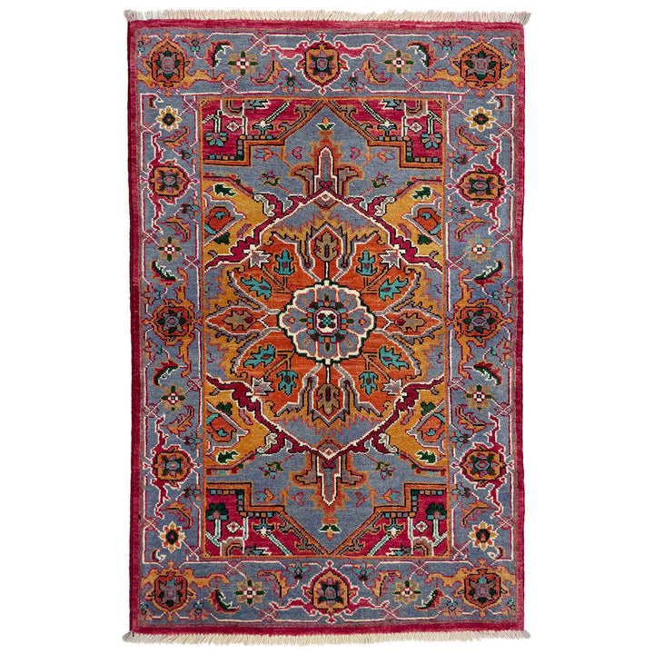 Afghan Heriz Rug 2' 8" x 4' 1" Hand-Knotted