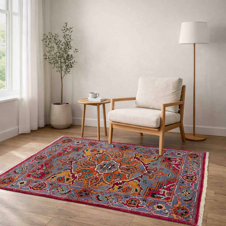 Afghan Heriz Rug 2' 8" x 4' 1" Hand-Knotted texture