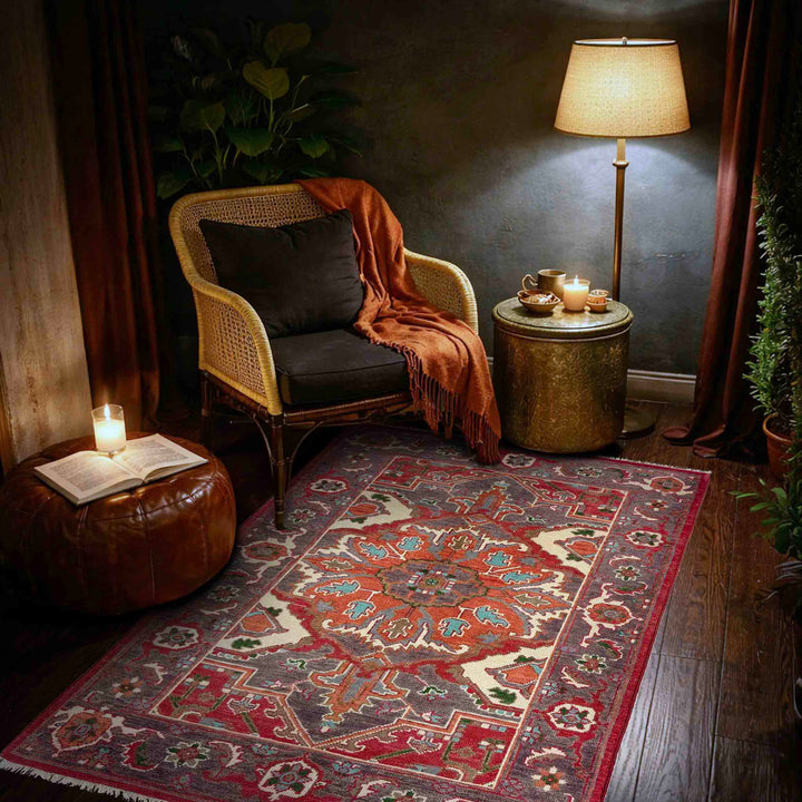 Afghan Heriz Rug 2' 9" x 4' 0" Hand-Knotted texture