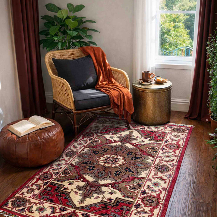 Afghan Kazak Rug 2' 7" x 4' 5" Hand-Knotted texture
