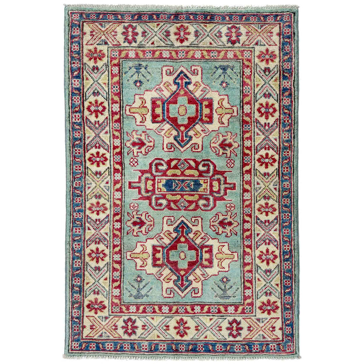 Blue Afghan Kazak Rug 2' 7" x 4' 1" Hand-Knotted