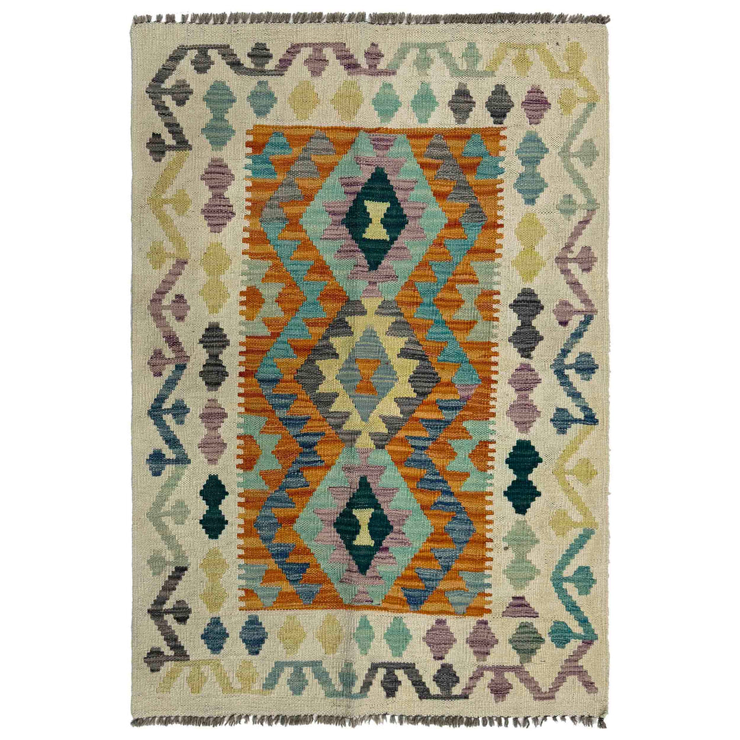 Afghan Vegetable Kilim Rug 2' 7" x 4' 0" Flat-Weave