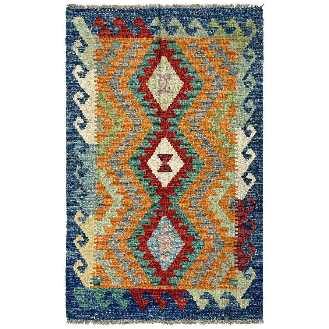 Afghan Vegetable Kilim Rug 2' 6" x 4' 1" Flat-Weave