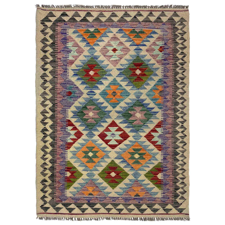 Afghan Vegetable Kilim Rug 3' 5" x 5' 5" Flat-Weave