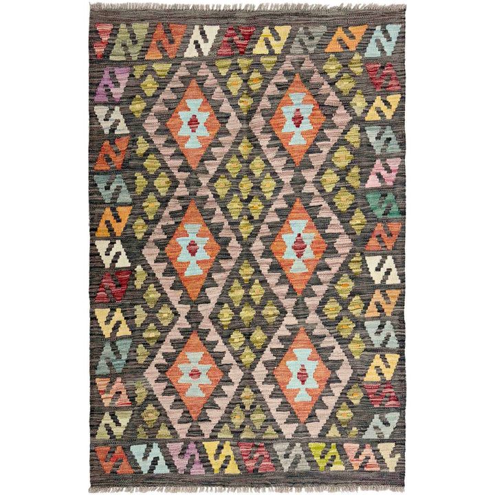 Afghan Vegetable Kilim Rug 3' 5" x 5' 1" Flat-Weave