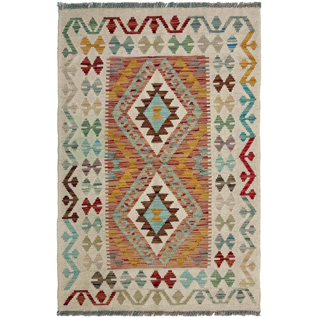 Afghan Vegetable Kilim Rug 2' 9" x 4' 6" Flat-Weave