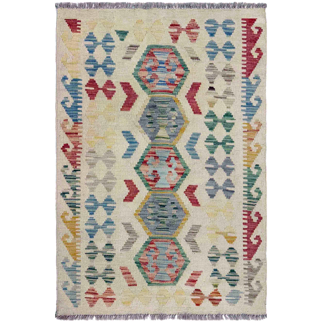 Afghan Vegetable Kilim Rug 2' 8" x 4' 1" Flat-Weave
