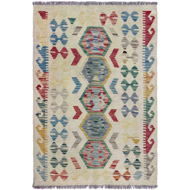 Afghan Vegetable Kilim Rug 2' 8" x 4' 1" Flat-Weave