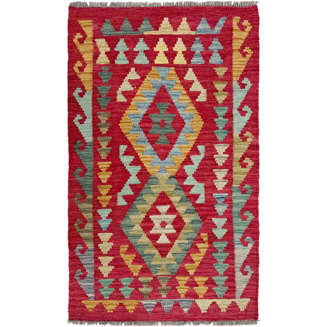 Afghan Vegetable Kilim Rug 2' 3" x 4' 2" Flat-Weave
