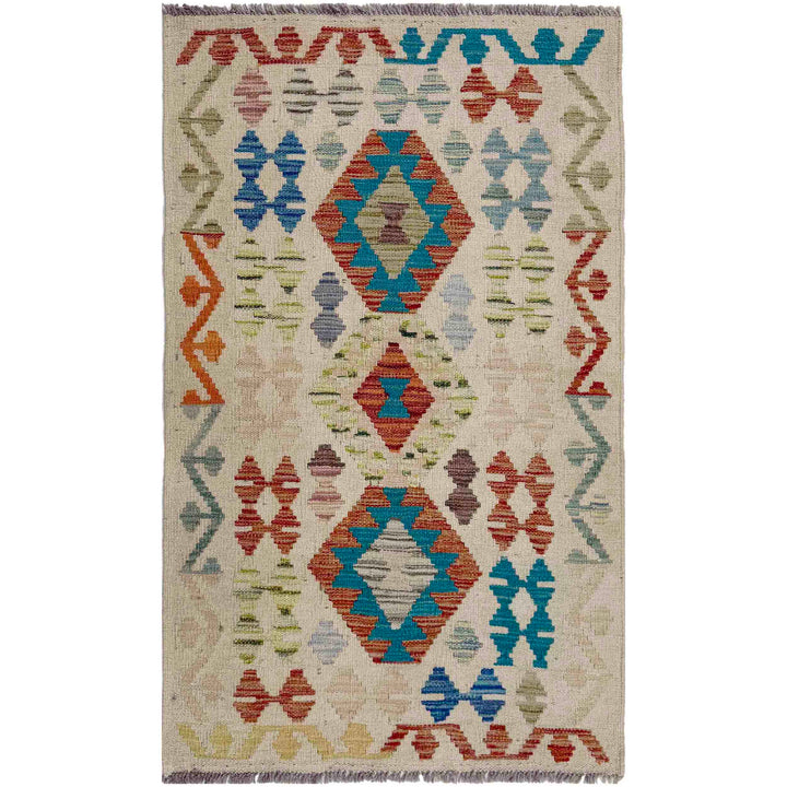 Afghan Vegetable Kilim Rug 2' 5" x 4' 3" Flat-Weave