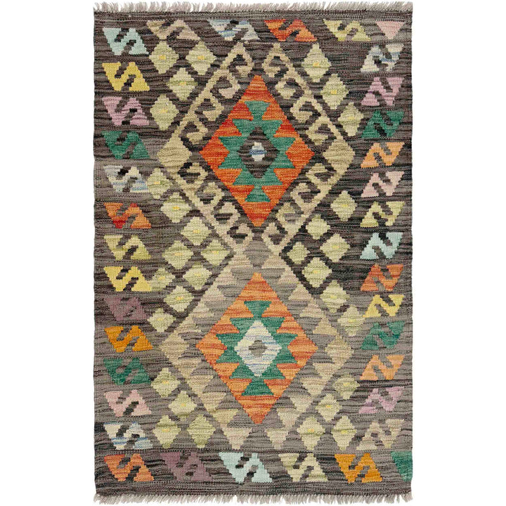 Afghan Vegetable Kilim Rug 2' 7" x 4' 1" Flat-Weave