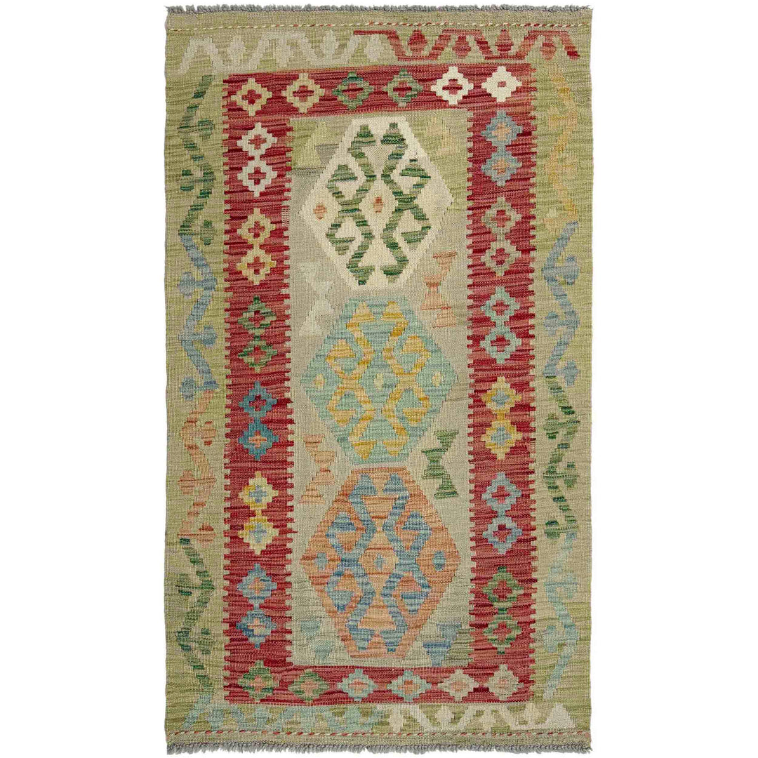 Afghan Vegetable Kilim Rug 2' 9" x 4' 11" Flat-Weave
