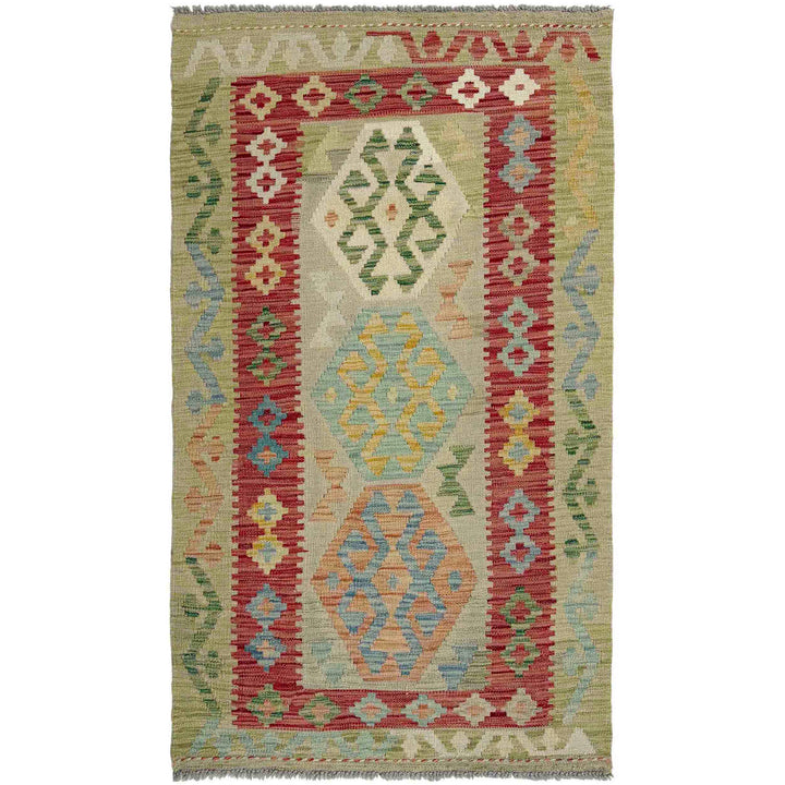 Afghan Vegetable Kilim Rug 2' 9" x 4' 11" Flat-Weave