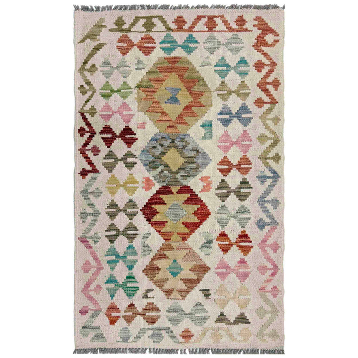 Afghan Vegetable Kilim Rug 2' 4" x 4' 0" Flat-Weave