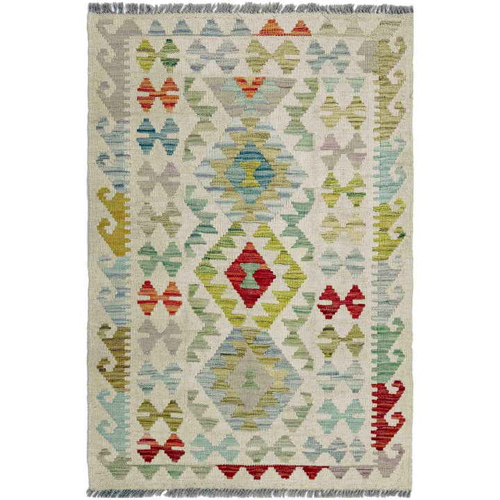 Afghan Vegetable Kilim Rug 2'9" x 4'2" Flat-Weave
