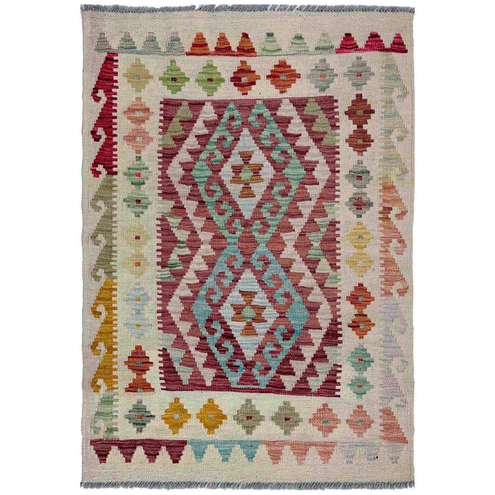Afghan Vegetable Kilim Rug 2' 11" x 4' 1" Flat-Weave