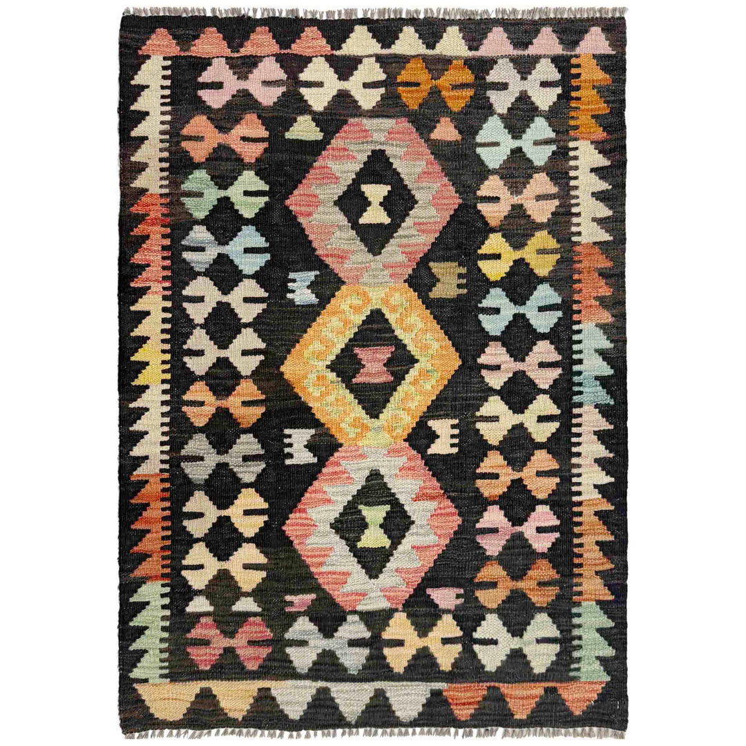 Afghan Vegetable Kilim Rug 2' 8" x 3' 9" Flat-Weave