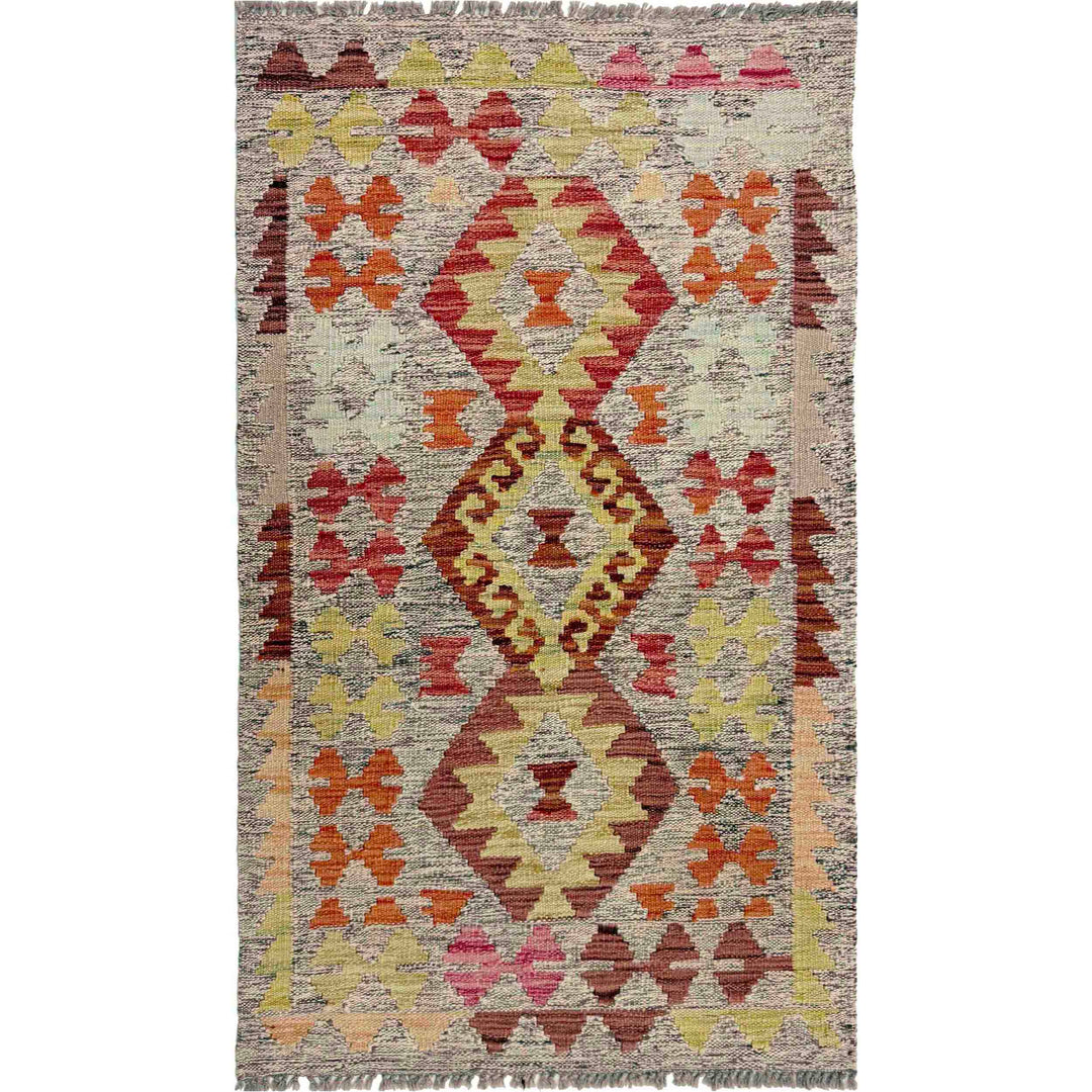 Afghan Vegetable Kilim Rug 2' 6" x 4' 5" Flat-Weave