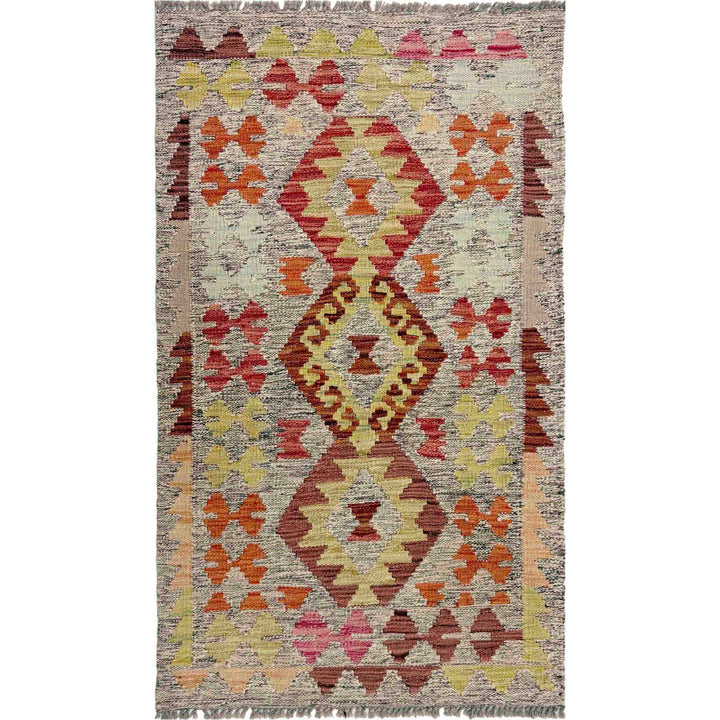 Afghan Vegetable Kilim Rug 2' 6" x 4' 5" Flat-Weave