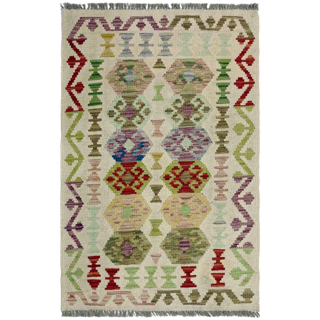 Afghan Vegetable Kilim Rug 2' 6" x 4' 0" Flat-Weave