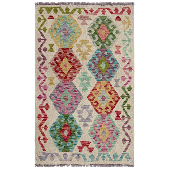 Afghan Vegetable Kilim Rug 2' 6" x 4' 2" Flat-Weave