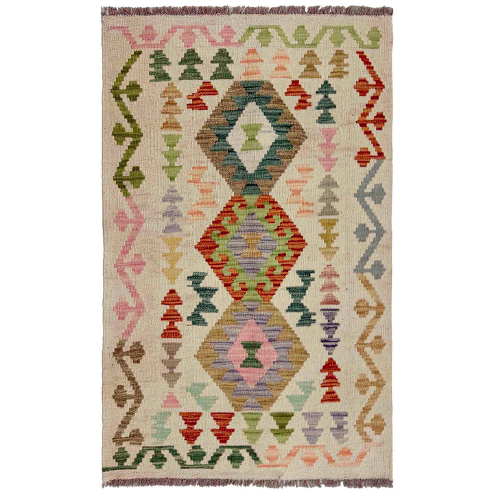 Afghan Vegetable Kilim Rug 2' 7" x 4' 1" Flat-Weave