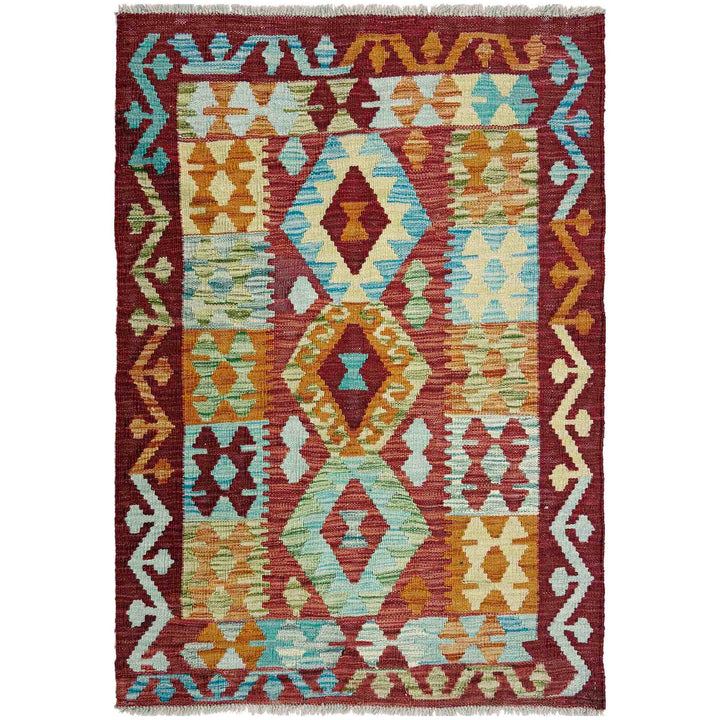 Afghan Vegetable Kilim Rug 2' 9" x 3' 11" Flat-Weave