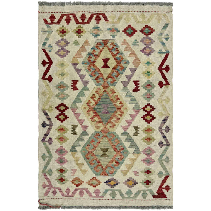 Afghan Vegetable Kilim Rug 2' 9" x 4' 3" Flat-Weave