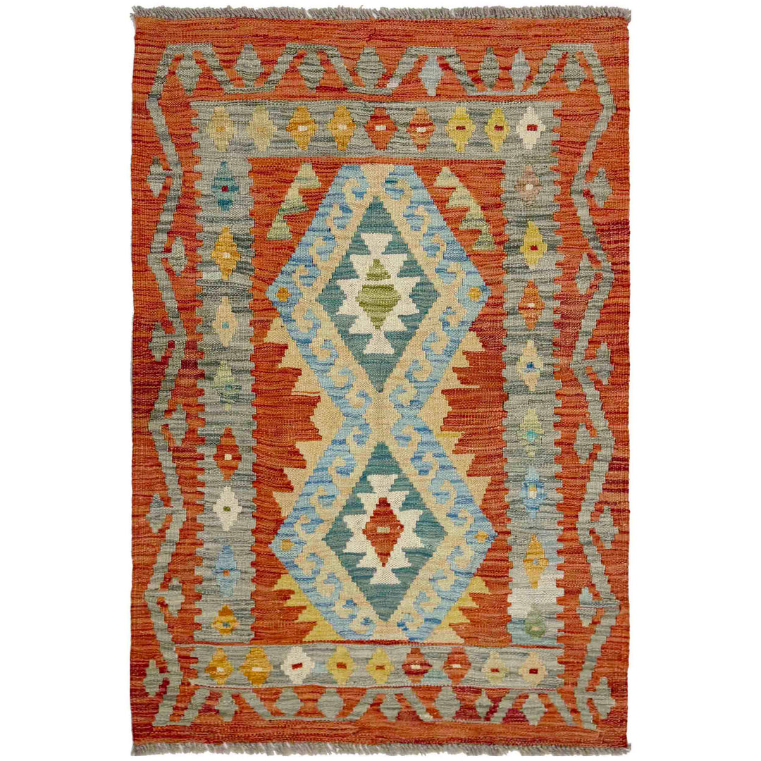 Afghan Vegetable Kilim Rug 2' 9" x 4' 0" Flat-Weave