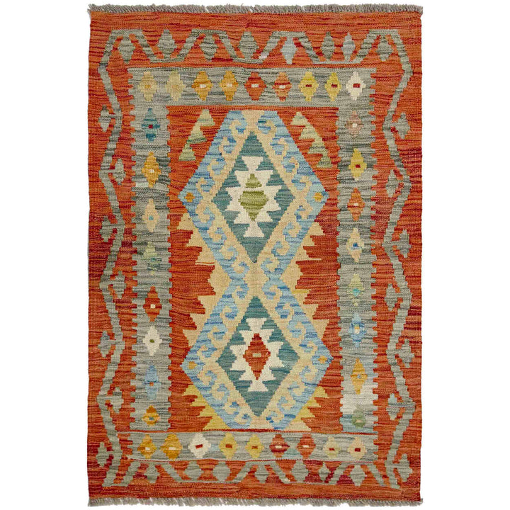 Afghan Vegetable Kilim Rug 2' 9" x 4' 0" Flat-Weave