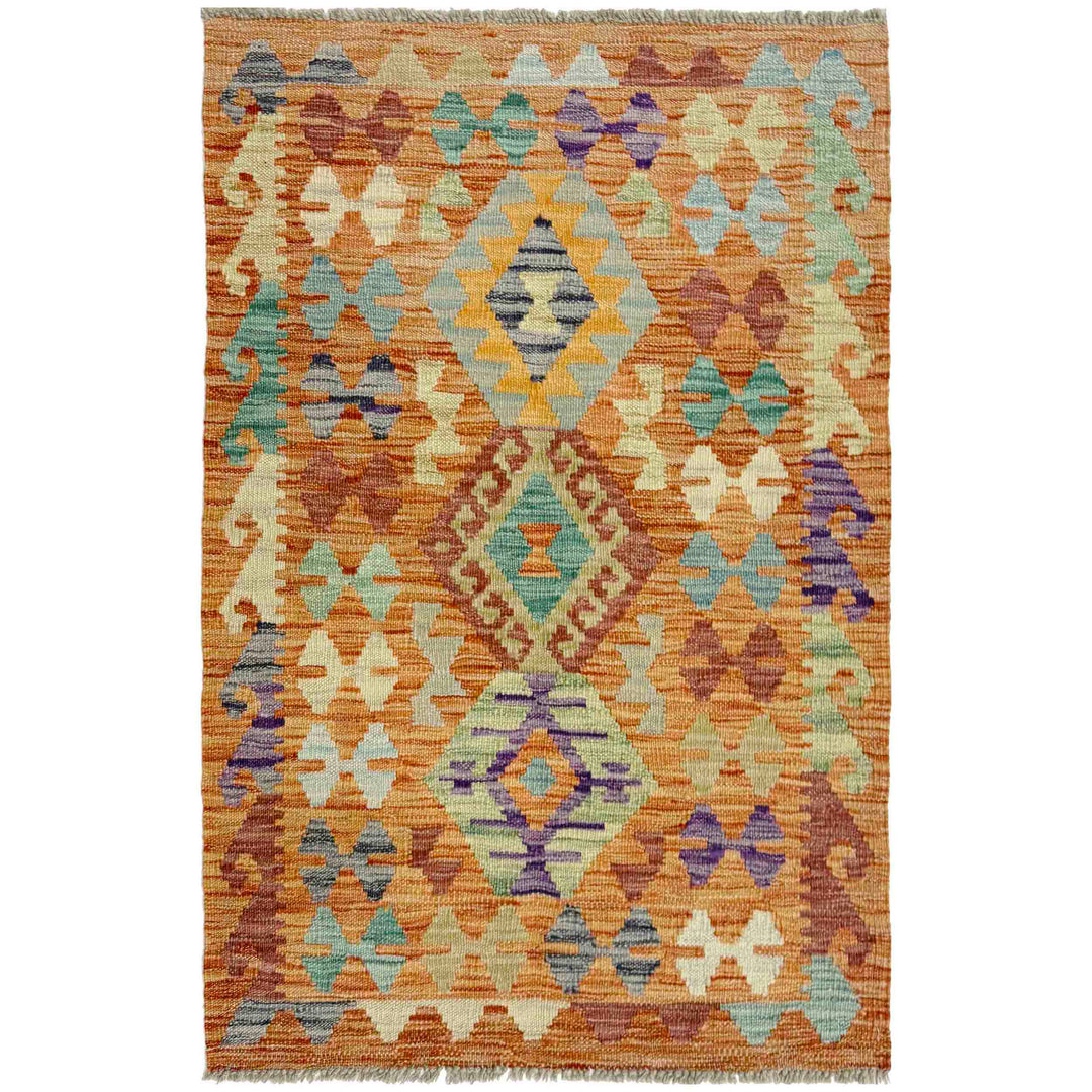 Afghan Vegetable Kilim Rug 2' 7" x 4' 0" Flat-Weave
