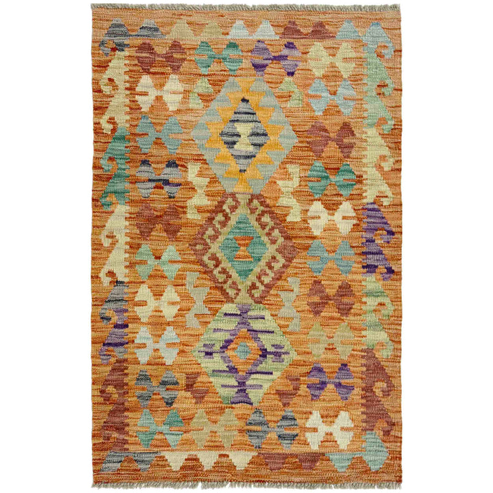 Afghan Vegetable Kilim Rug 2' 7" x 4' 0" Flat-Weave