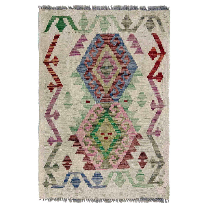 Afghan Vegetable Kilim Rug 2' 0" x 2' 8" Flat-Weave