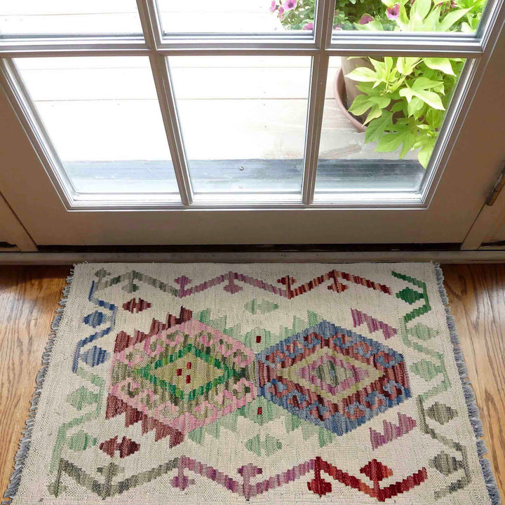Afghan Vegetable Kilim Rug 2' 0" x 2' 8" Flat-Weave view