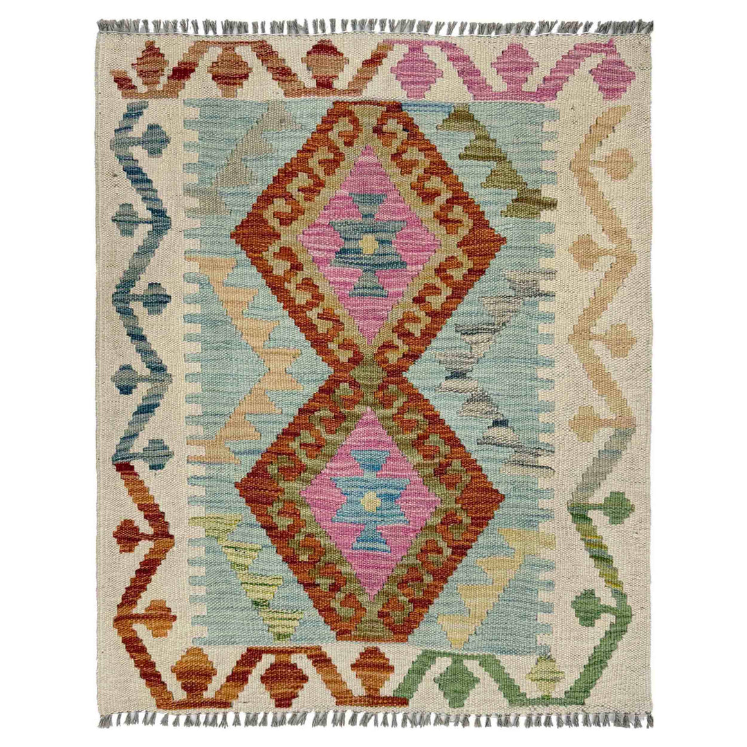 Afghan Vegetable Kilim Rug 2' 2" x 2' 7" Flat-Weave