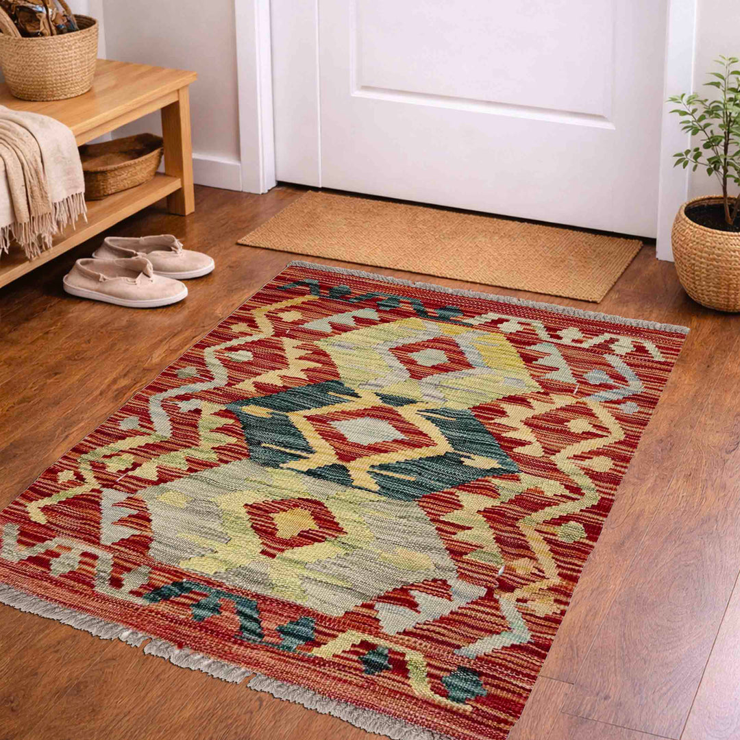 Afghan Vegetable Kilim Rug 1' 10" x 2' 5" Flat-Weave view
