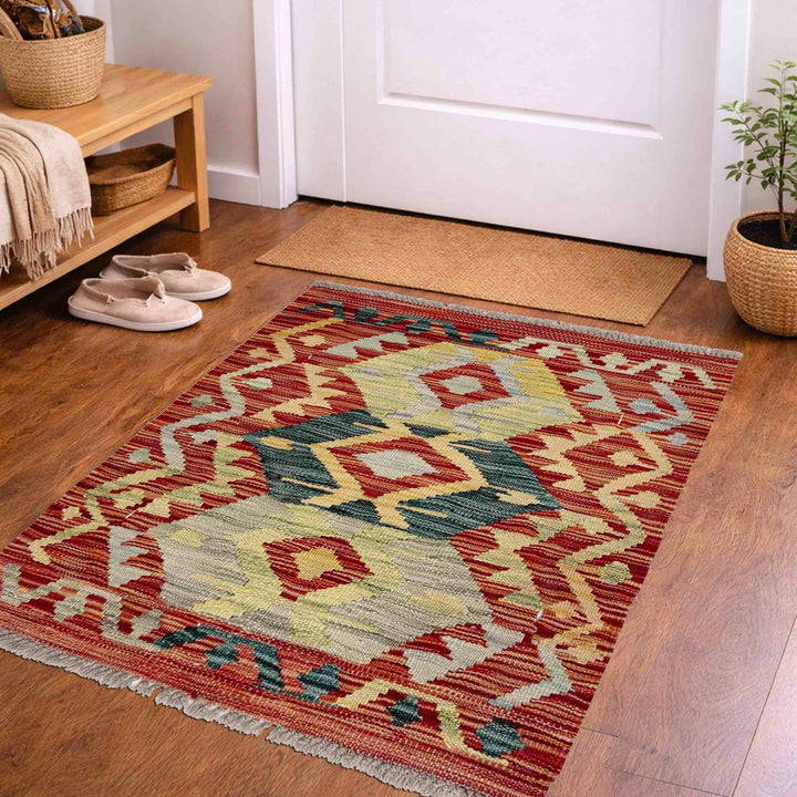 Afghan Vegetable Kilim Rug 1' 10" x 2' 5" Flat-Weave view