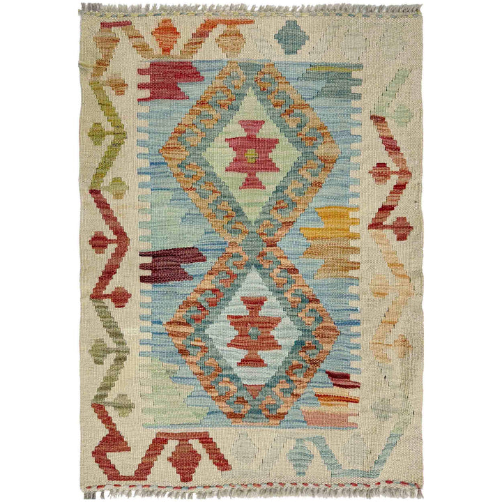 Afghan Vegetable Kilim Rug 2' 2" x 3' 1" Flat-Weave