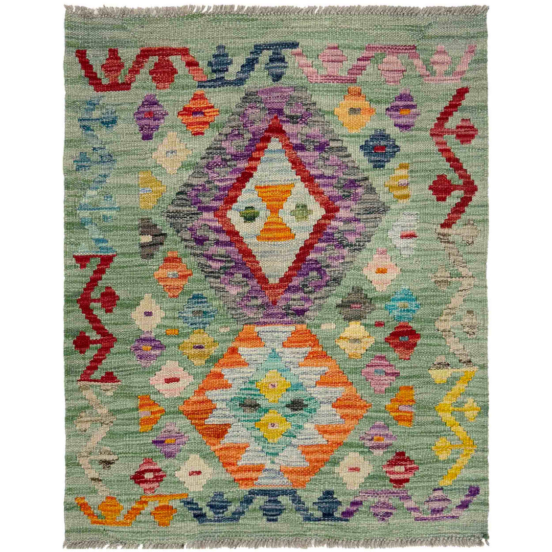 Afghan Vegetable Kilim Rug 2' 2" x 2' 9" Flat-Weave