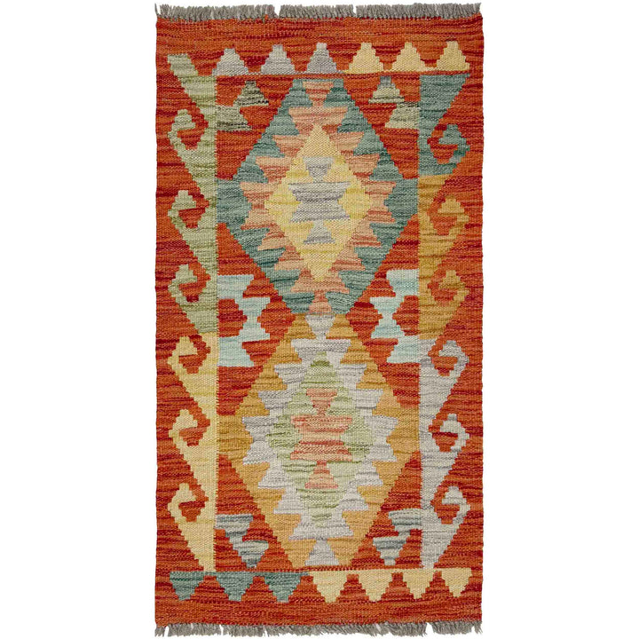 Afghan Vegetable Kilim Rug 1' 8" x 3' 0" Flat-Weave