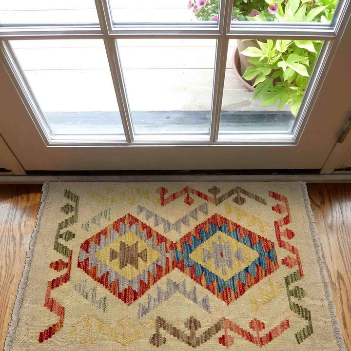 Afghan Vegetable Kilim Rug 1'10" x 2'6" Flat-Weave view